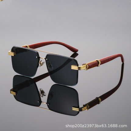 New classic retro double beam wood sunglass